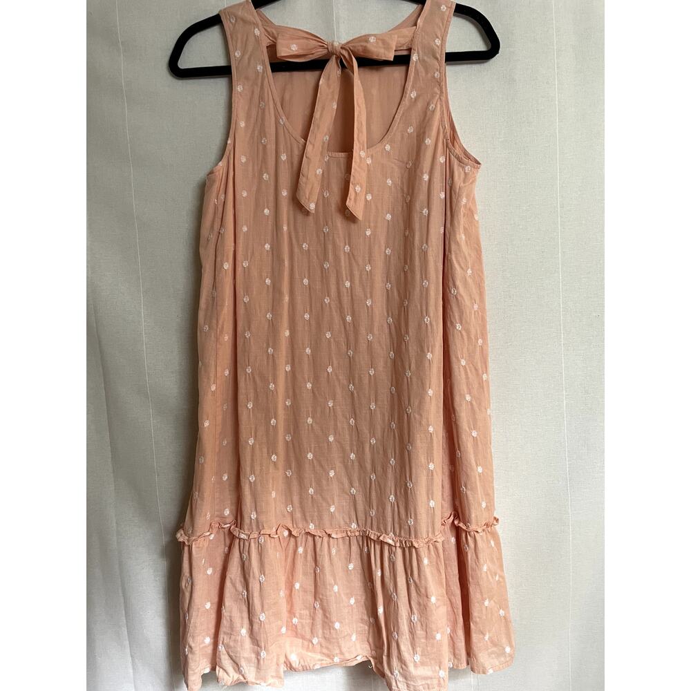 Ann Taylor LOFT Peach Swiss Dot Cotton Swing Dress - SM - Picture 2 of 4